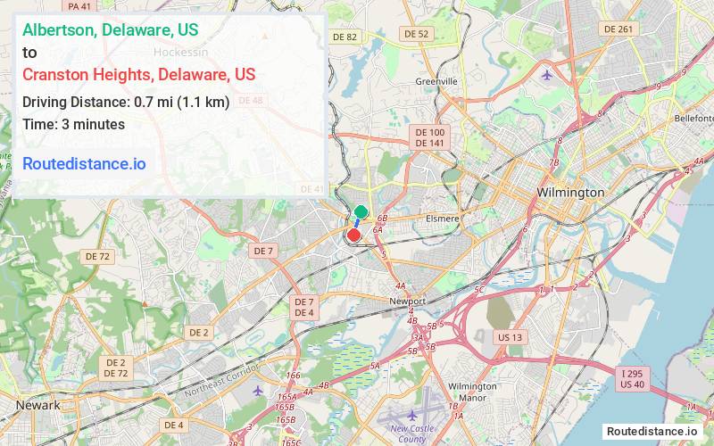 Route map from Albertson to Cranston Heights