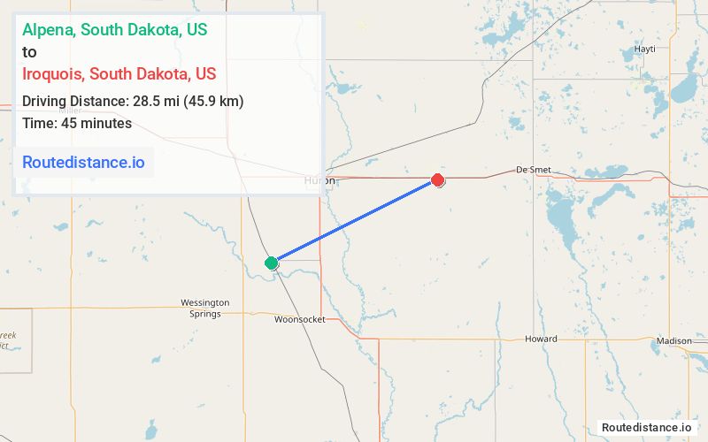 Route map from Alpena to Iroquois