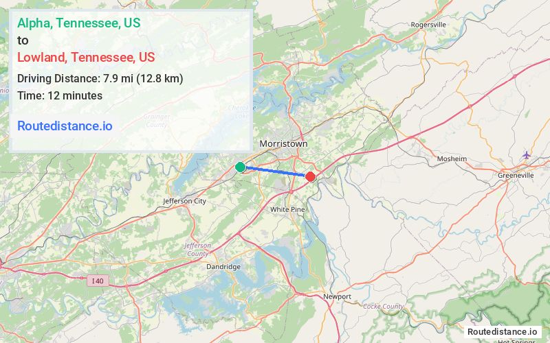 Distance from Alpha to Lowland