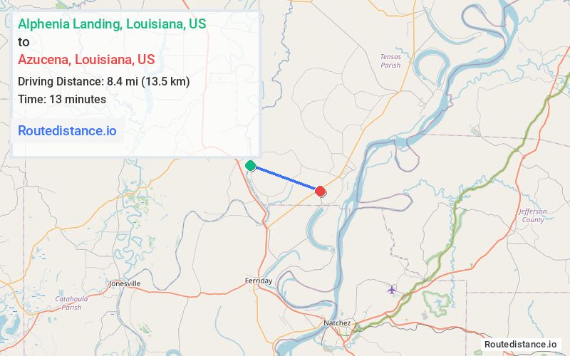 Distance from Alphenia Landing to Azucena