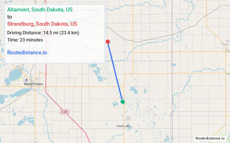 Route map from Altamont to Strandburg