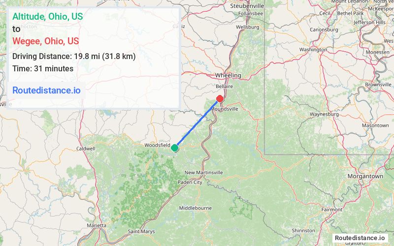 Route map from Altitude to Wegee