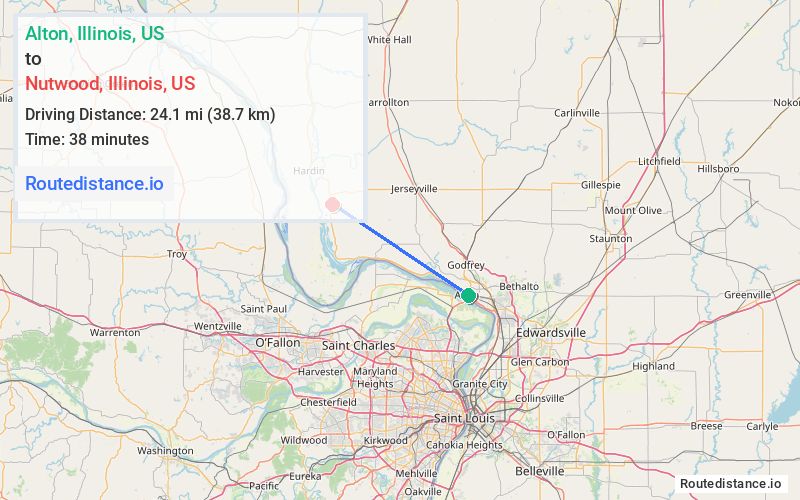 Route map from Alton to Nutwood
