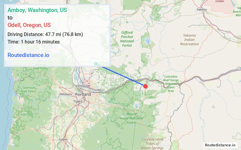Distance from Amboy to Odell