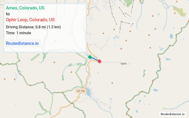 Route map from Ames to Ophir Loop