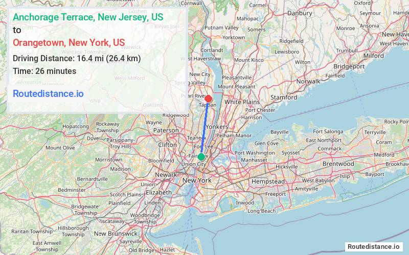 Distance from Anchorage Terrace to Orangetown