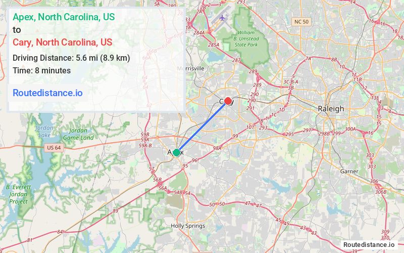 Distance from Apex to Cary