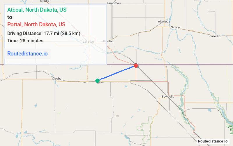 Route map from Atcoal to Portal