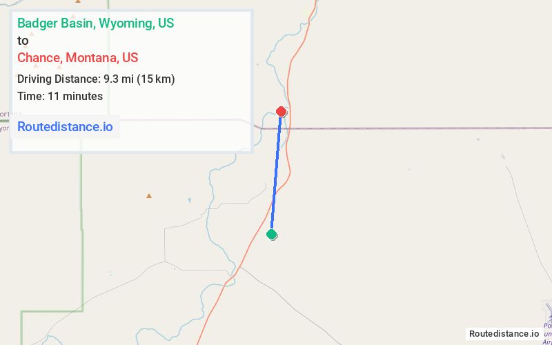 Route map from Badger Basin to Chance