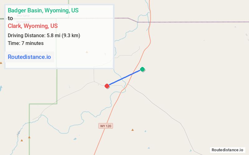 Route map from Badger Basin to Clark