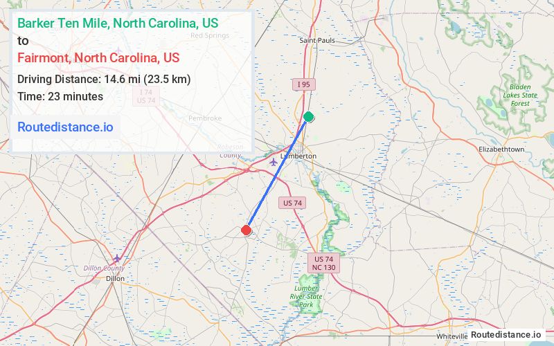 Route map from Barker Ten Mile to Fairmont