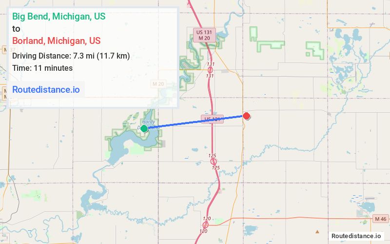 Route map from Big Bend to Borland