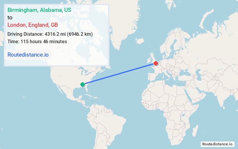 Route map from Birmingham to London
