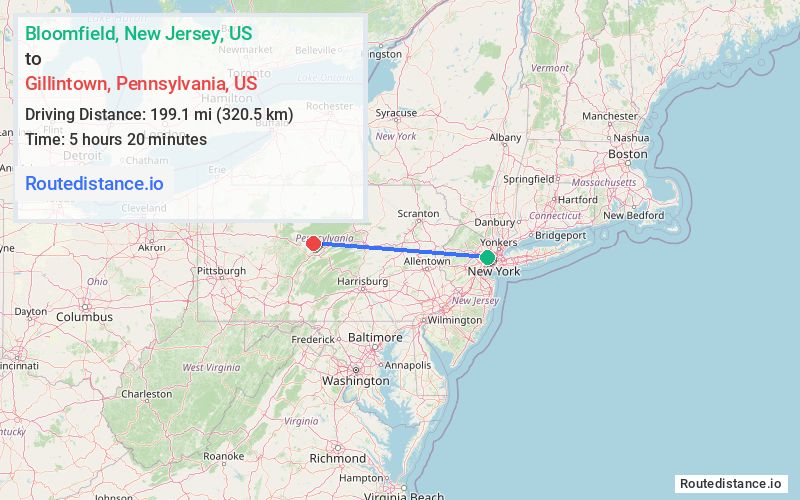 Route map from Bloomfield to Gillintown