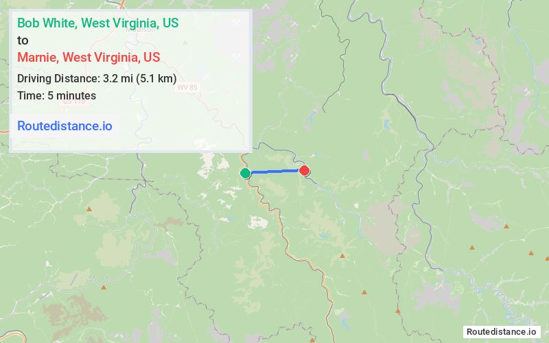 Route map from Bob White to Marnie