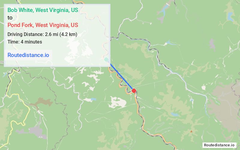Route map from Bob White to Pond Fork