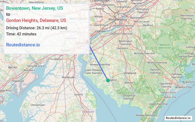 Distance from Bowentown to Gordon Heights
