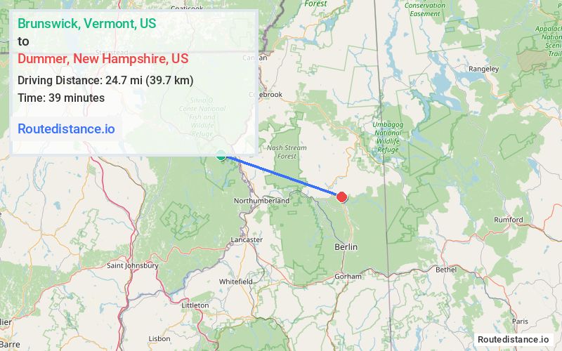 Distance from Brunswick to Dummer