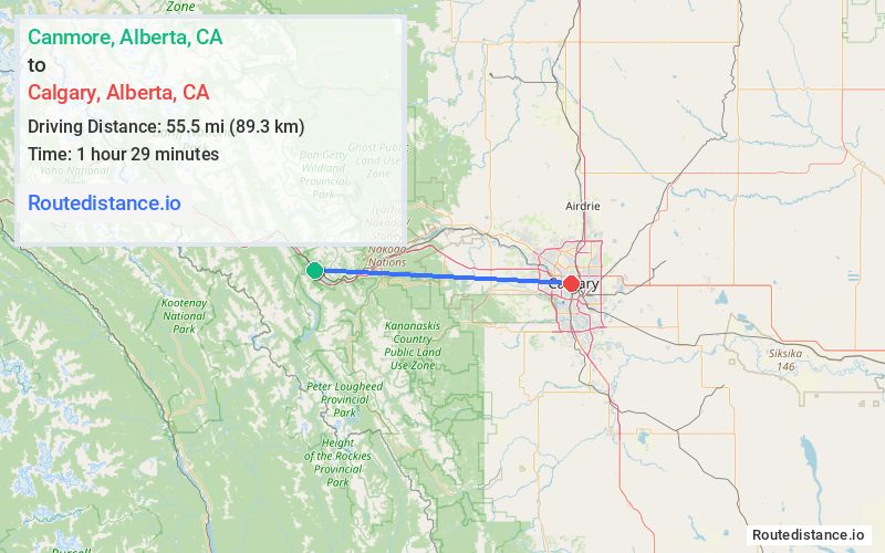 Distance from Canmore to Calgary