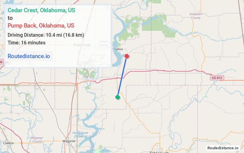 Route map from Cedar Crest to Pump Back