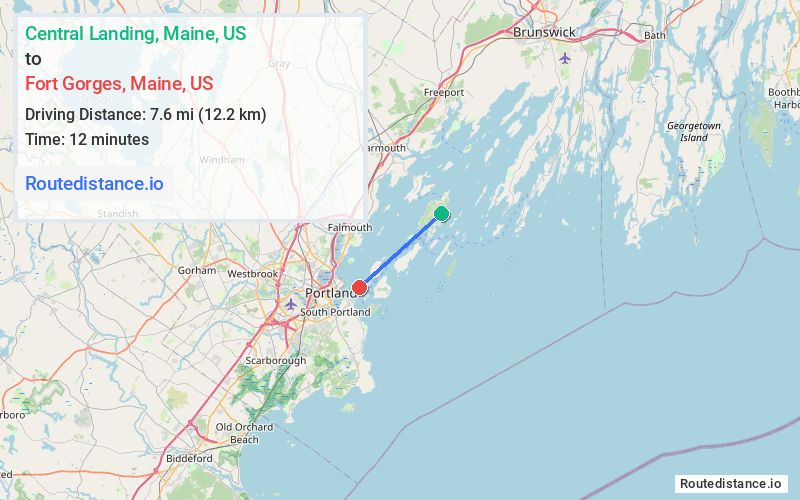 Route map from Central Landing to Fort Gorges