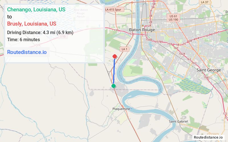 Distance from Chenango to Brusly