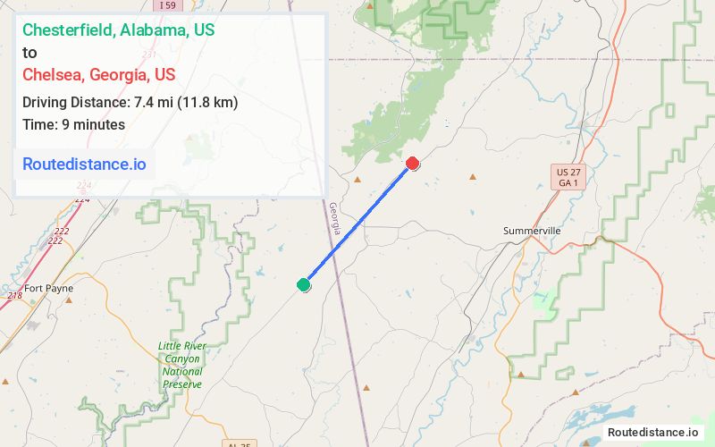 Route map from Chesterfield to Chelsea
