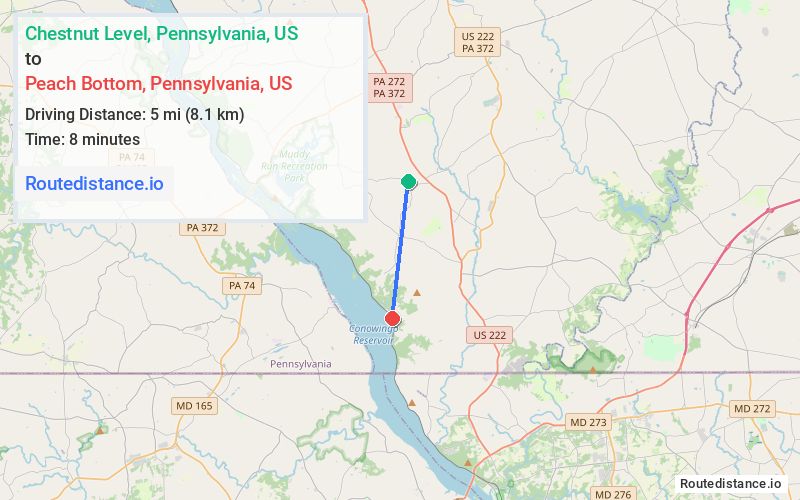 Distance from Chestnut Level to Peach Bottom