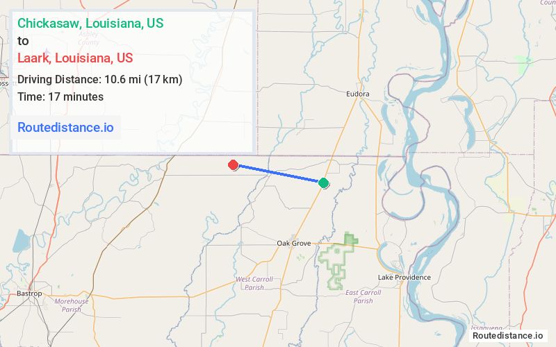 Route map from Chickasaw to Laark