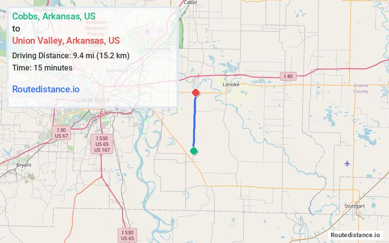 Route map from Cobbs to Union Valley