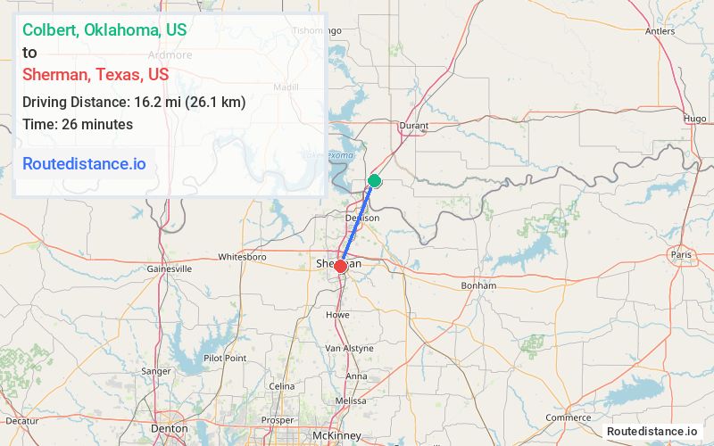 Distance from Colbert to Sherman