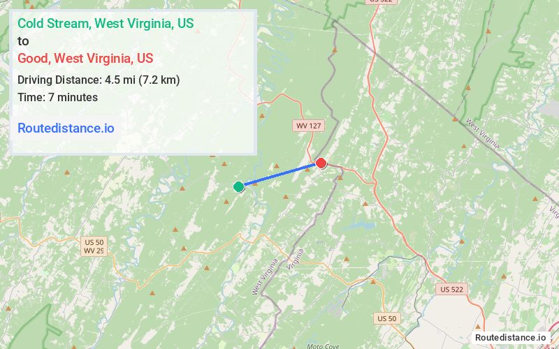 Route map from Cold Stream to Good
