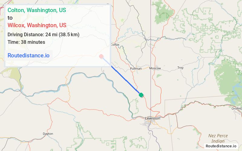 Distance from Colton to Wilcox