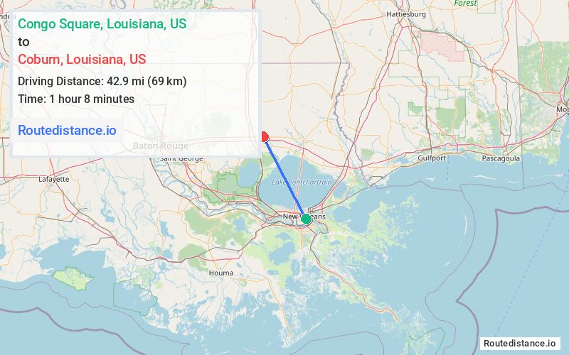 Distance from Congo Square to Coburn