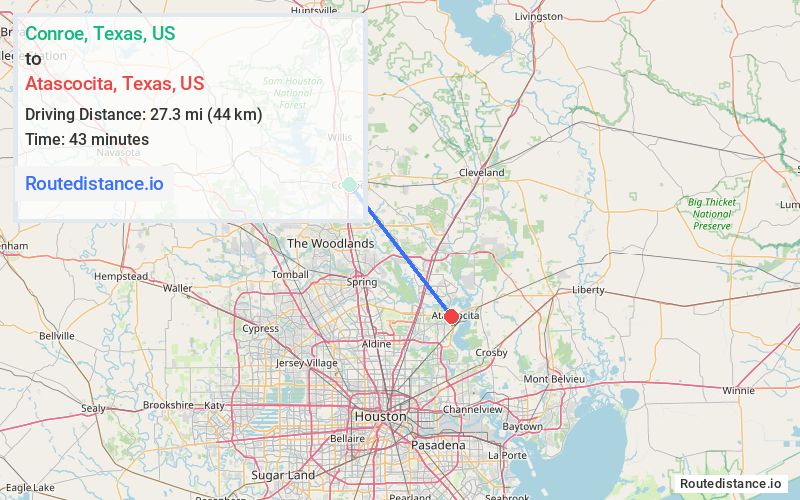 Distance from Conroe to Atascocita
