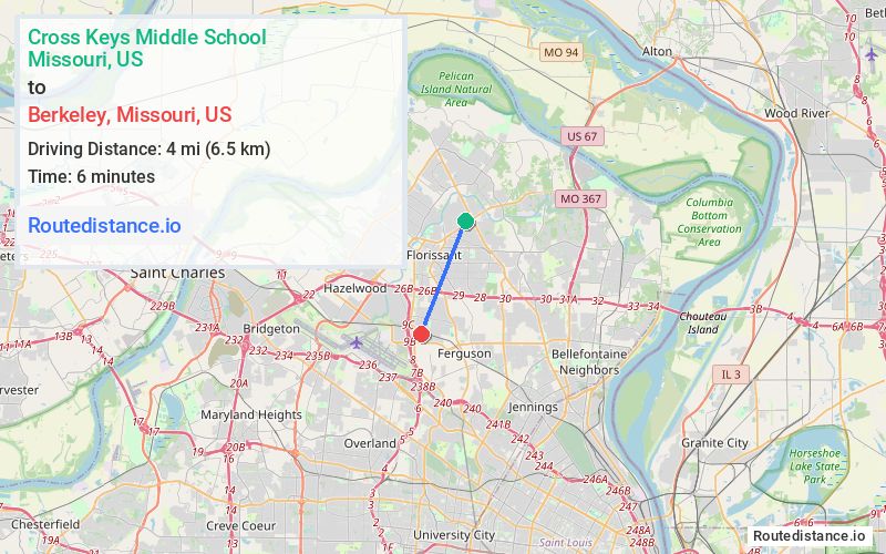 Distance from Cross Keys Middle School to Berkeley