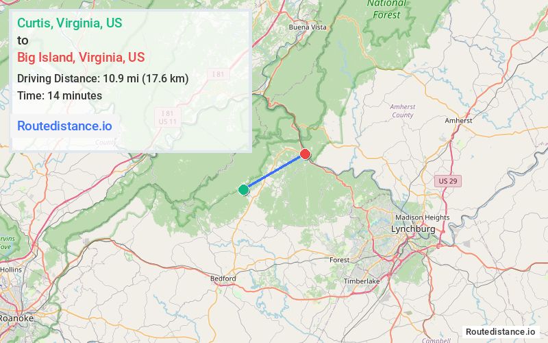 Route map from Curtis to Big Island
