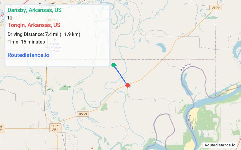 Route map from Dansby to Tongin