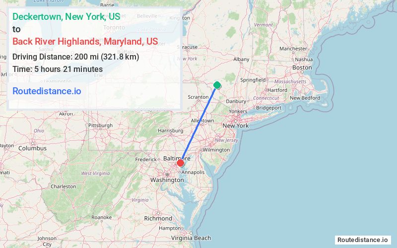 Distance from Deckertown to Back River Highlands