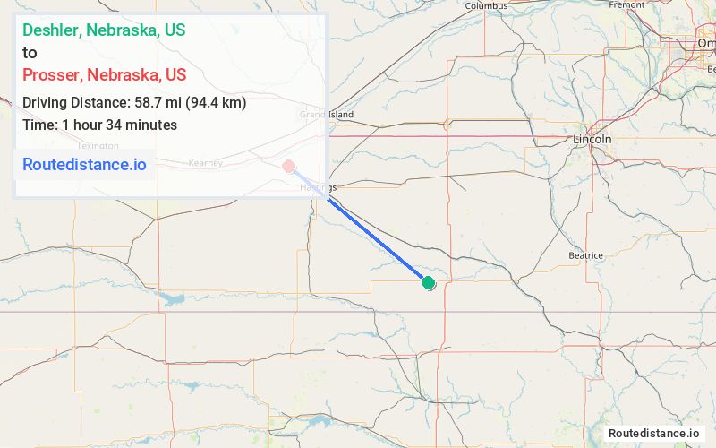 Distance from Deshler to Prosser