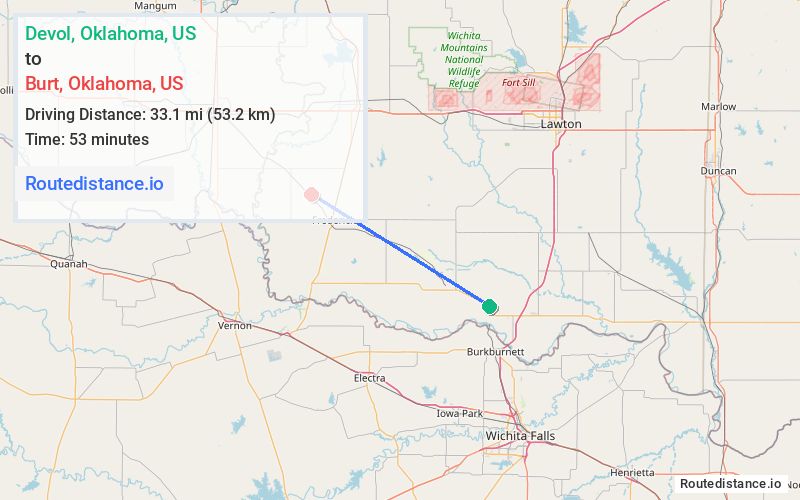 Route map from Devol to Burt
