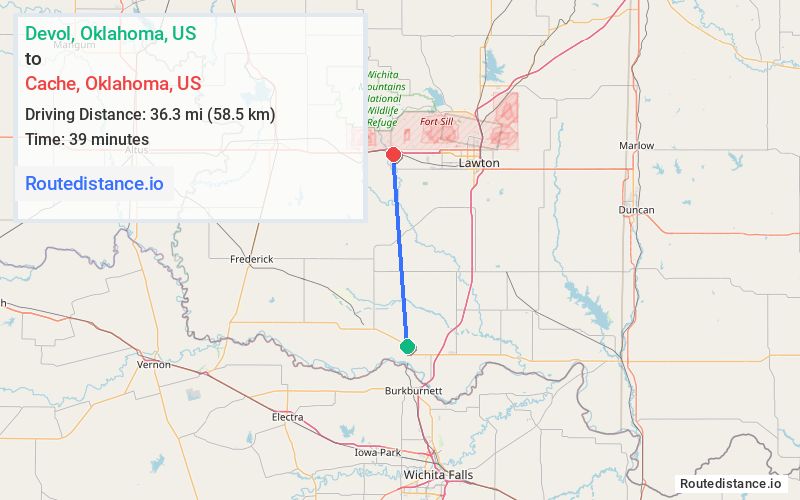 Route map from Devol to Cache