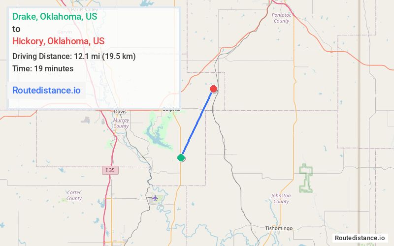 Route map from Drake to Hickory