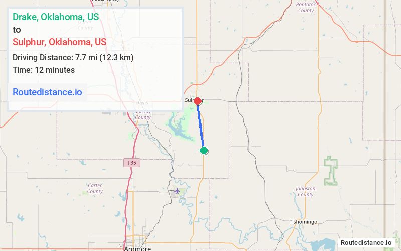 Route map from Drake to Sulphur