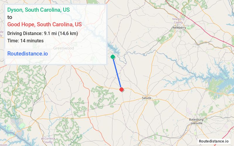 Route map from Dyson to Good Hope