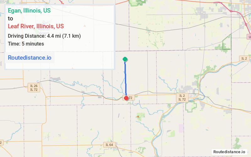Distance from Egan to Leaf River
