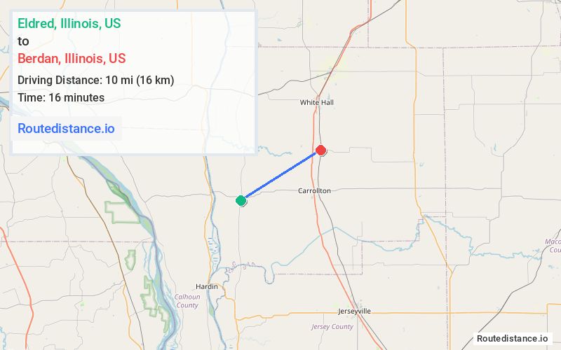 Route map from Eldred to Berdan
