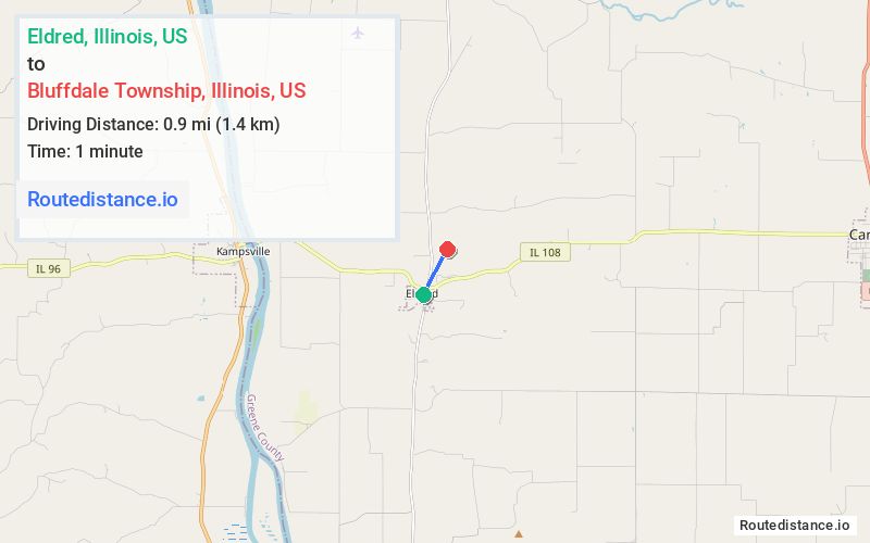 Route map from Eldred to Bluffdale Township