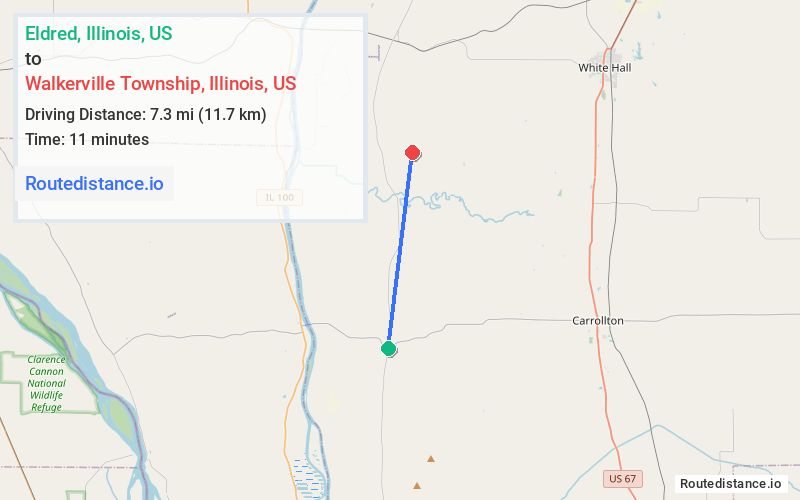 Route map from Eldred to Walkerville Township