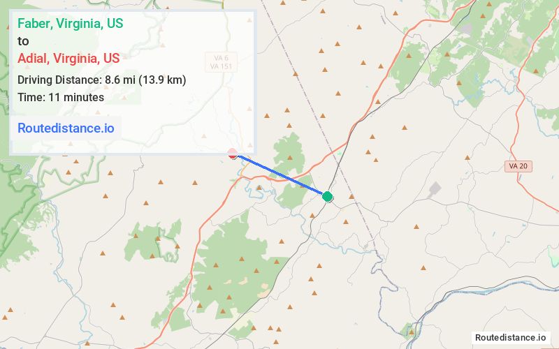 Route map from Faber to Adial